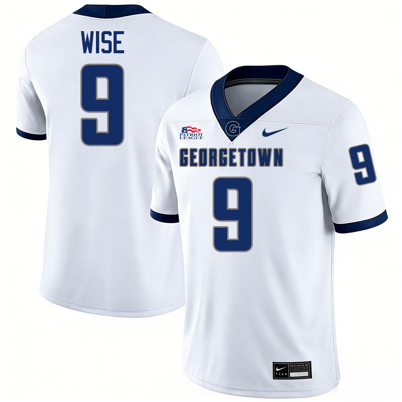 Georgetown Hoyas #9 Braylon Wise College Football Jerseys,Uniforms-White
